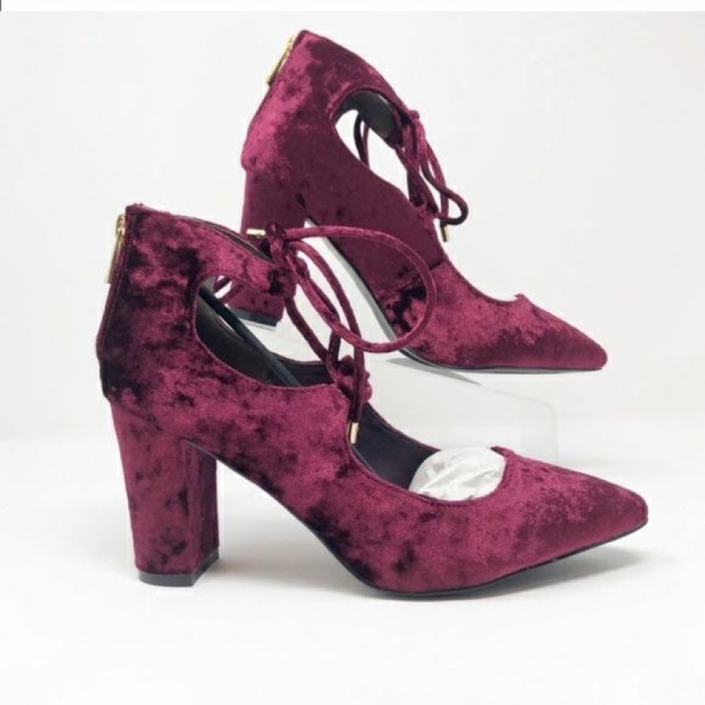 CLOUDWALKERS BY AVENUE BURGUNDY VESEY PUMP 9.5 W, Lace Up, Velvet, formal shoes
